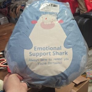 Emotional Support Shark Plush Pillow Blue